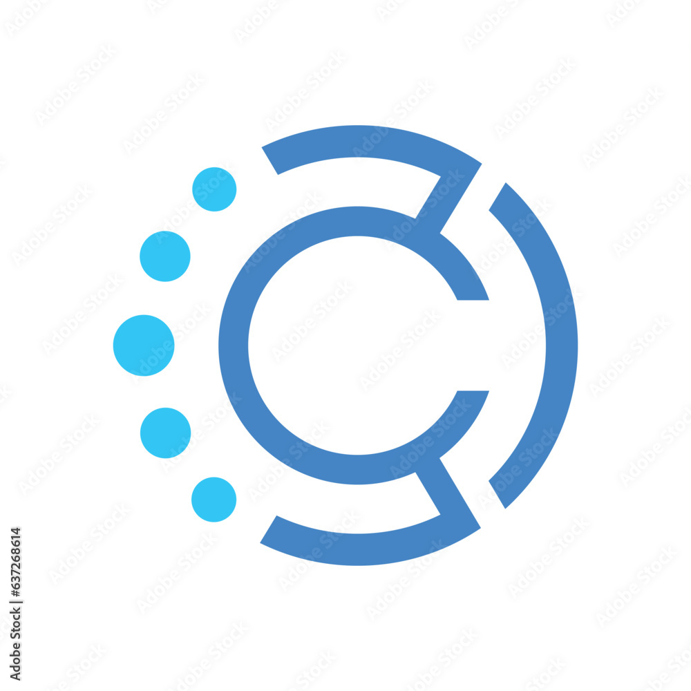 Creative Letter C logo design with point or dot symbol Creative Letter C logo design with point or dot symbol