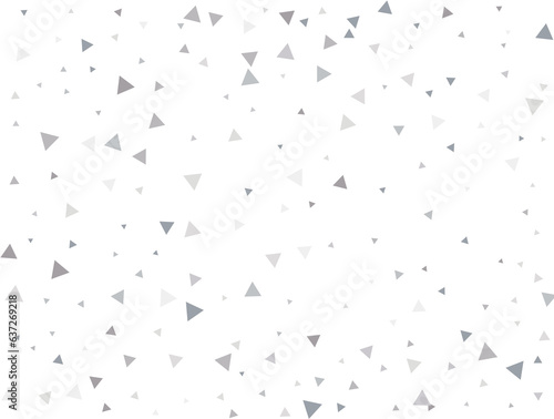 Light silver Triangular glitter confetti background. White festive texture.