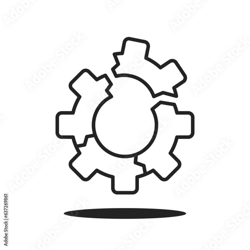 thin line broken gear like inefficient or malfunction icon