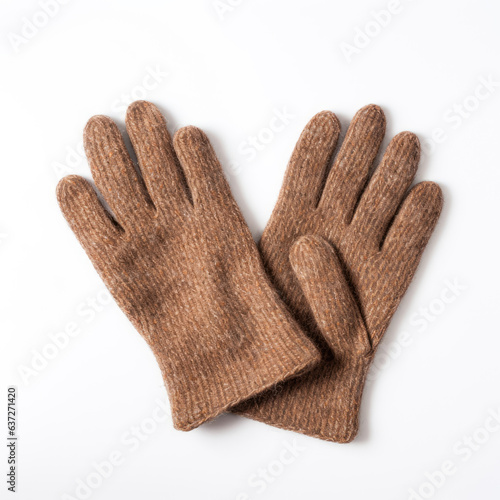 Woolen gloves on a white background