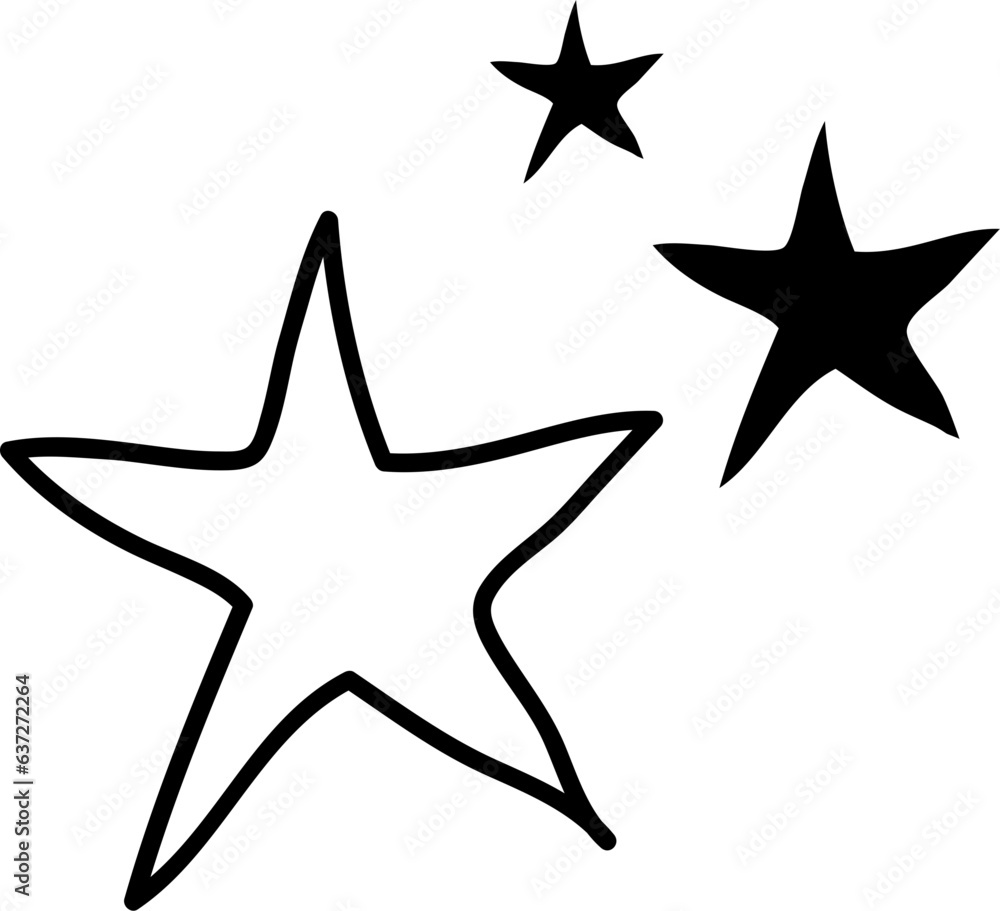 Hand drawn star and sparkle illustration Hand drawn star and sparkle illustration