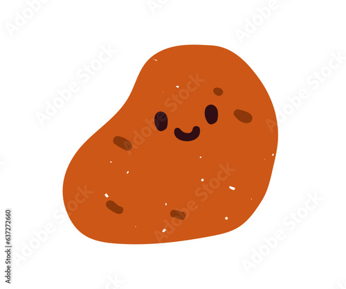 Cute potato. Funny adorable vegetable, food character with happy emotion, smi...