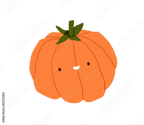 Cute pumpkin character. Funny amusing vegetable, food with happy smiling face...