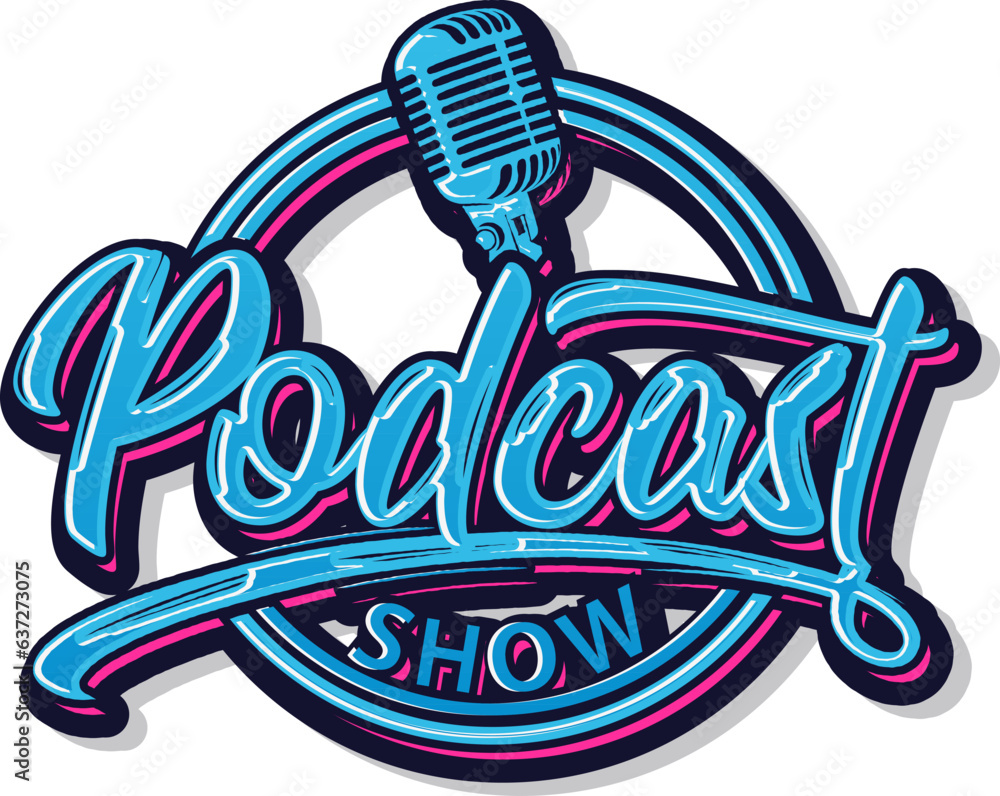 Podcast show typography lettering  vector
