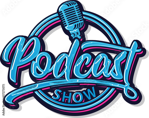 Podcast show typography lettering  vector