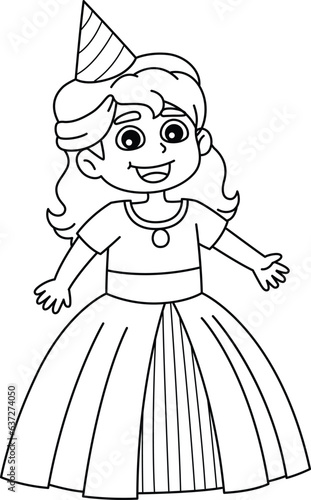 Happy Birthday Princess Isolated Coloring Page