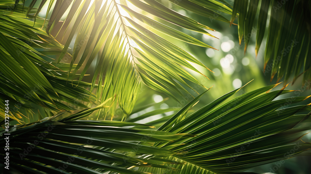 Close up of a palm tree leaf.Generative Ai Close up of a palm tree leaf.Generative Ai