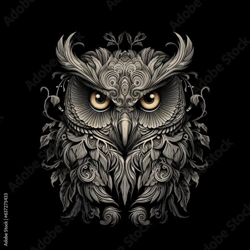 abstraction owl symbol black and white