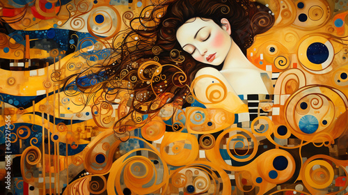 painting of a girl in the style of gustav klimt photo