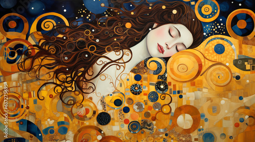 painting of a girl in the style of gustav klimt photo