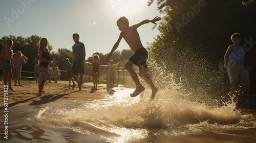 children playing and having fun on the beach © Anastasia Shkut