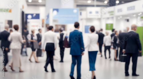 Dynamic Motion Blur: Businesspeople in Action at Trade Fair & Conference. Modern Hall Walking Scene Captured with Panoramic Panache. Engaging Wide Banner Stock Photo © sanju