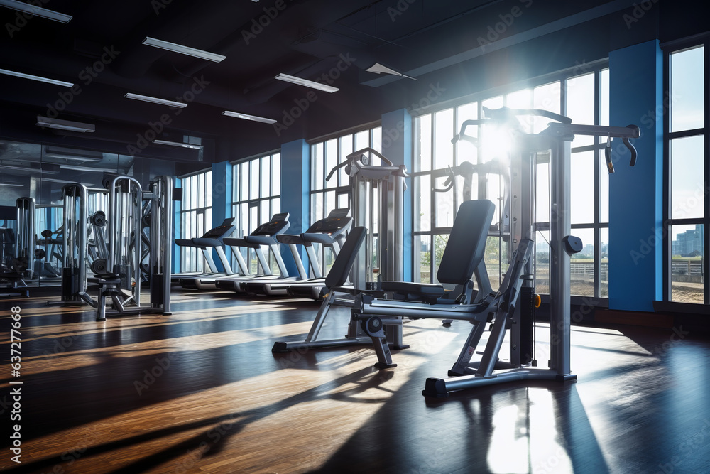 Fototapeta premium Fitness club weight training equipment gym