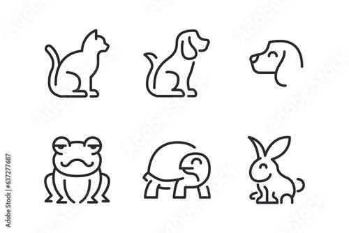 Fototapeta Naklejka Na Ścianę i Meble -  Thin line icons set of pets and veterinary medicine.