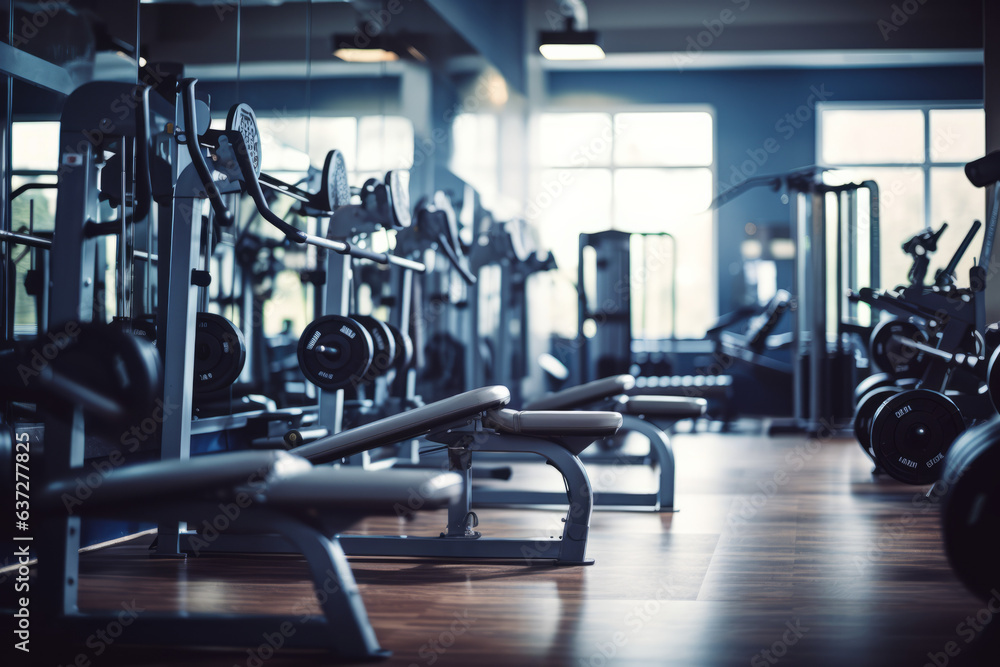 Obraz premium Fitness club weight training equipment gym