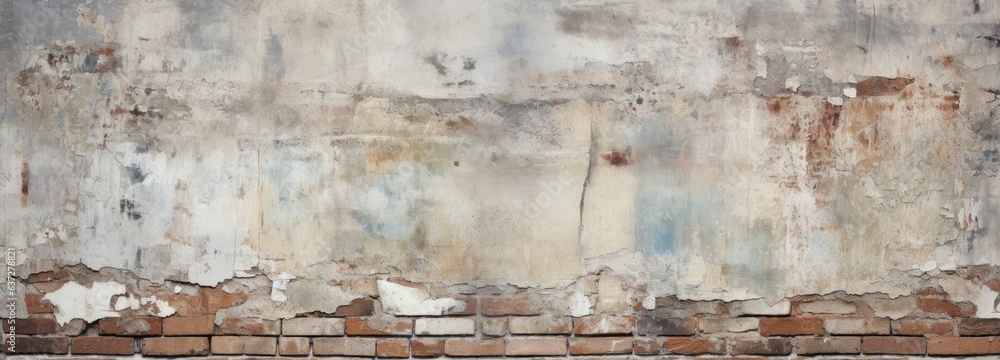 Historic wall background with chalky, worn-out bricks - obrazy, fototapety, plakaty 