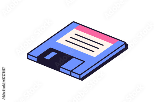 Diskette, floppy magnetic disk, 90s computer memory. Information, data storag...