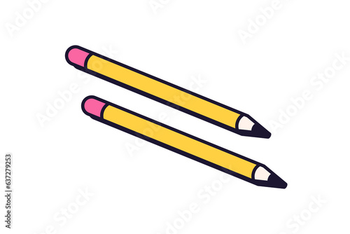 Sharp graphite pencils icon in retro style. Wood stationery with sharpened ti...