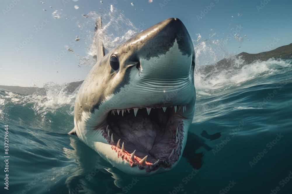 Fototapeta premium Swimming with Great White Sharks