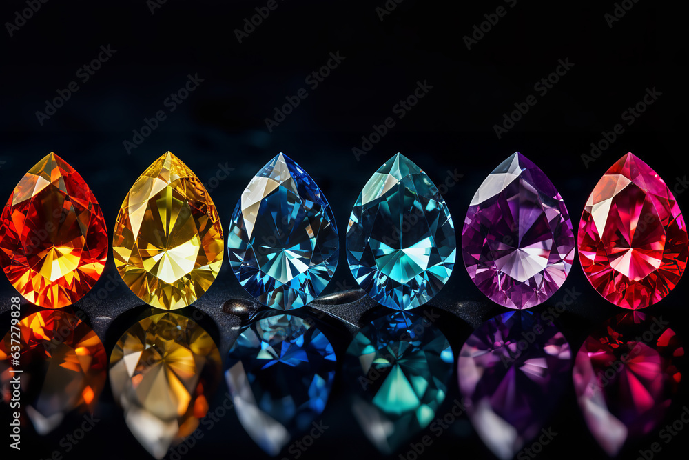 An array of diamonds, each with its unique hue, come together in a captivating spectrum that mirrors the colors of a rainbow An array of diamonds, each with its unique hue, come together in a captivating spectrum that mirrors the colors of a rainbow