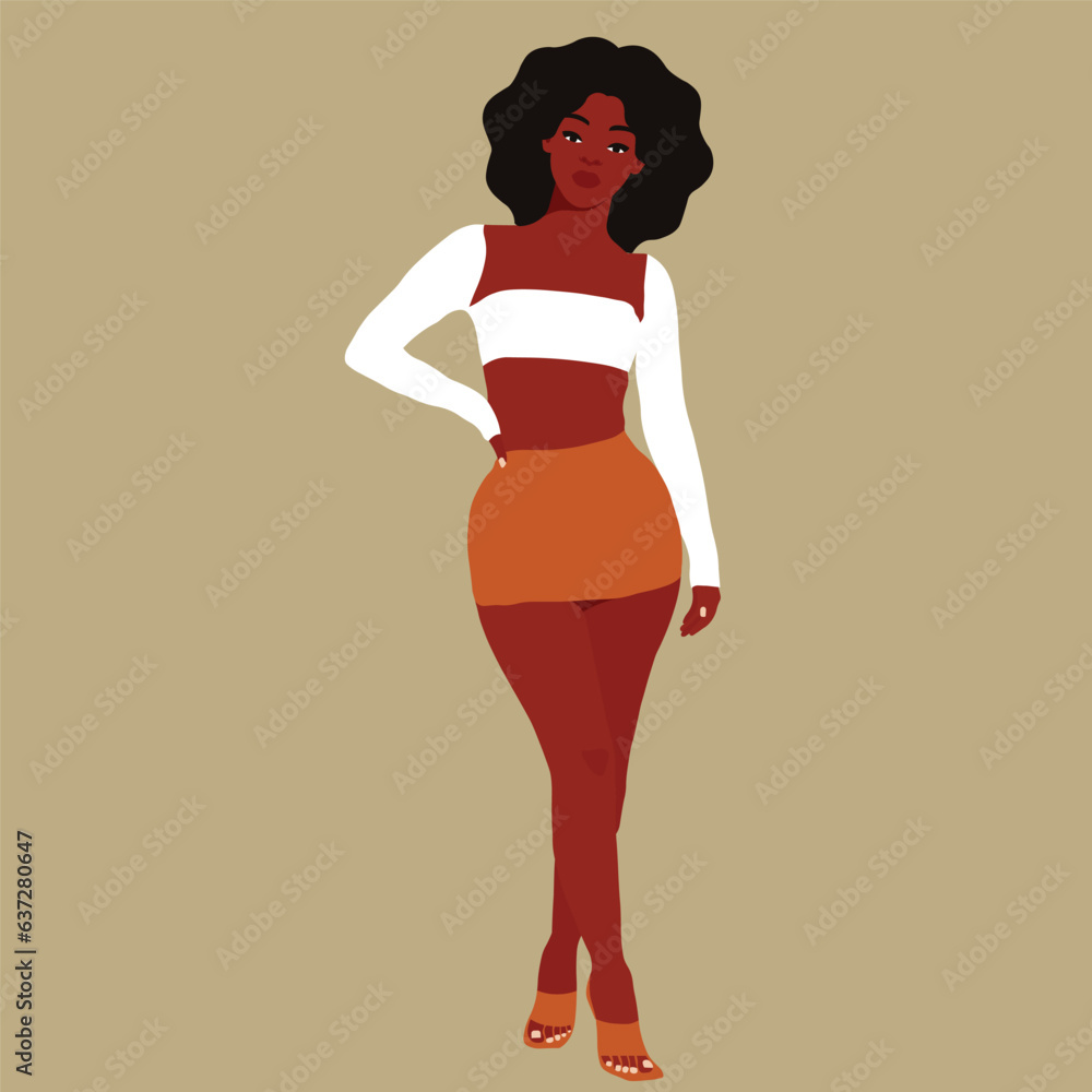 Afro black woman in elegant art style vector Afro black woman in elegant art style vector