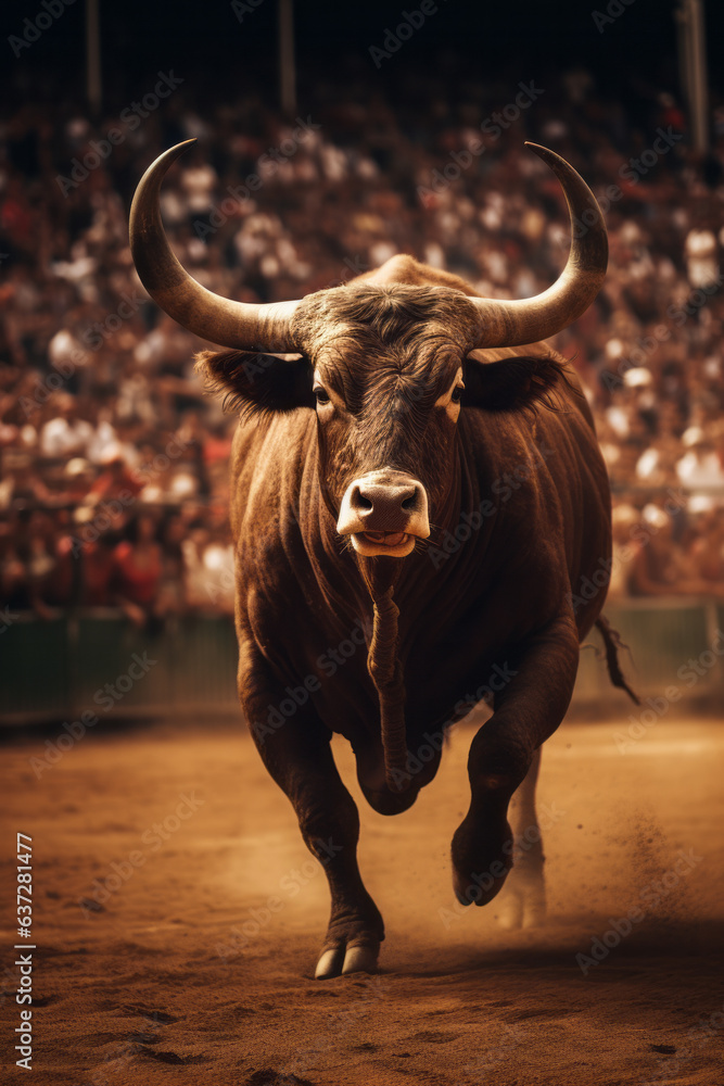 Furious bull in the arena Furious bull in the arena