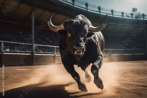 Furious bull in the arena