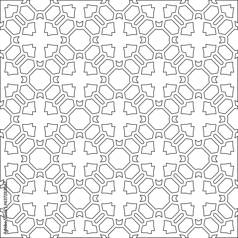 Vector pattern with symmetrical elements . Modern stylish abstract texture. Repeating geometric tiles from striped elements.Black and white pattern. Vector pattern with symmetrical elements . Modern stylish abstract texture. Repeating geometric tiles from striped elements.Black and white pattern.