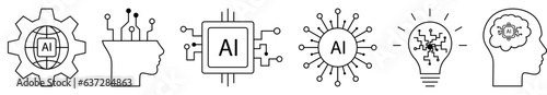 Set of artificial intelligence icons. Design can use for web and mobile app. Vector illustration