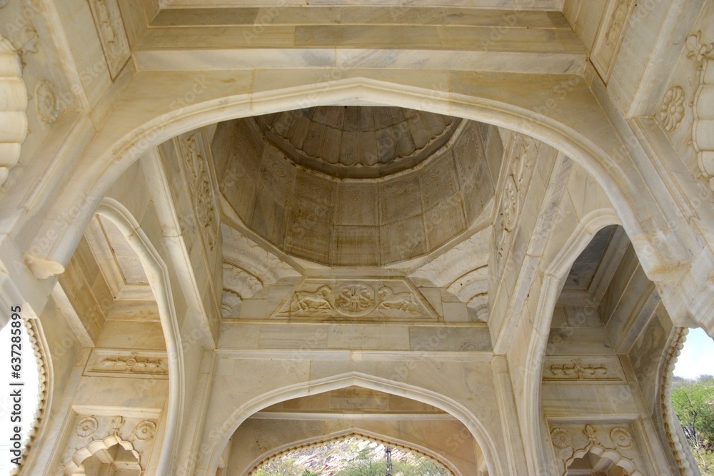 Iterior of Gatore Ki Chhatriyan ( royal crematorium grounds ) , Jaipur, Rajasthan, India
