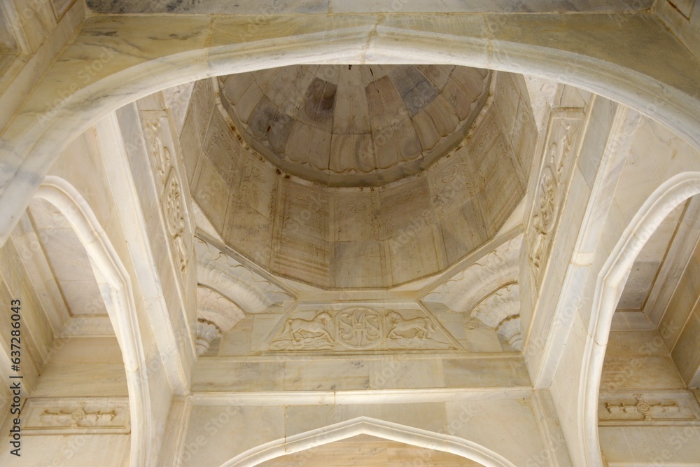 inside a dome at Gaitor Ki Chhatriyan, Jaipur, Rajasthan, India 