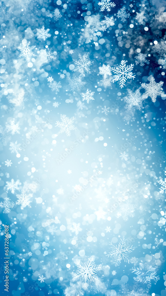 Abstract winter background with snowflakes, generative AI.