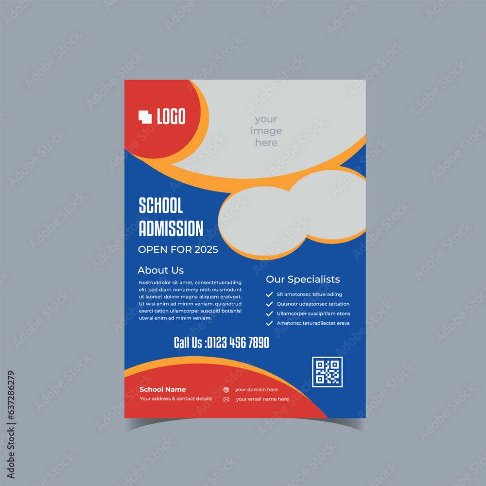 Obraz premium School Admission Flyer Design Template