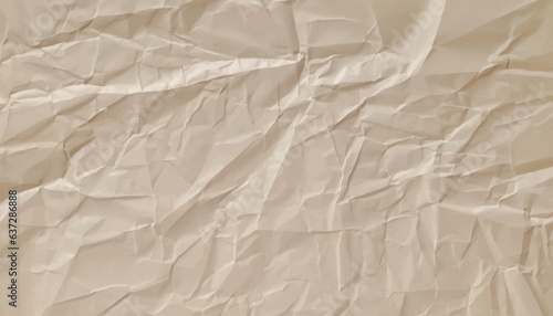 Isolated crumpled sheet paper texture for your new creative work, background in beige color vector illustration.
