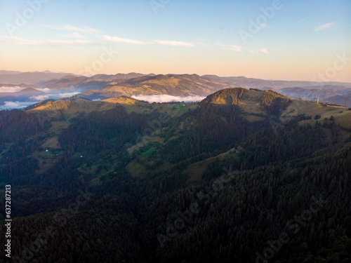 Obraz na płótnie Morning in Carpathians from air w salonie