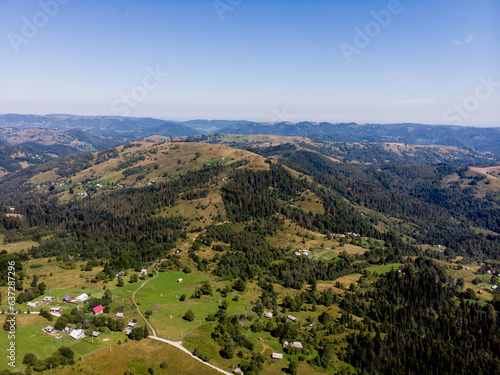 Morning in Carpathians from air