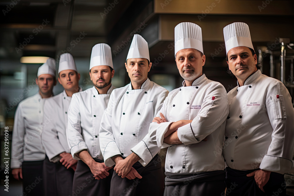 A group of chefs inside a kitchen at a restaurant