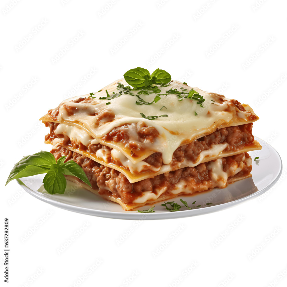 Lasagna isolated on transparent background
