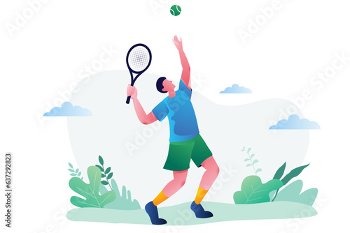 Male Tennis Player Vector Illustration