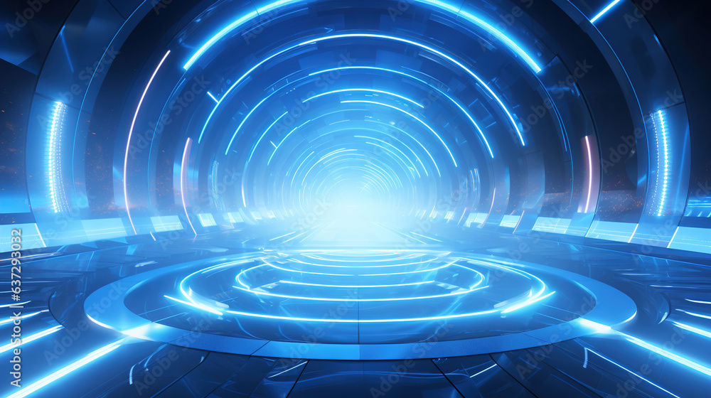 Fototapeta premium abstract blue technology background. Generative Ai