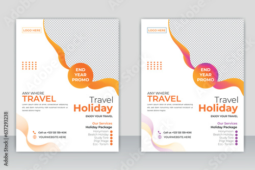 Travel flyer template design with Abustract brackground