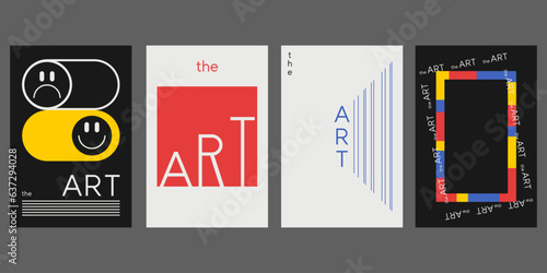 Set of Cool Posters The Art. Geometric Vector Pattern Background. Trendy Graphic Design.