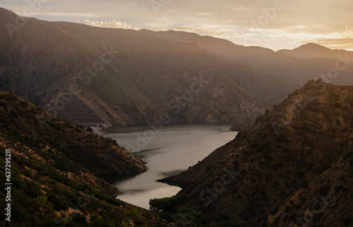 Sunset descends over Pyramid Lake in southern California. It is a manmade reservoir, part of the California Aqueduct system to bring water across the state.