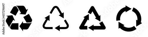 recycle symbol icon set. Recycle Recycling Reuse symbol. Vector illustration. Isolated on white background.