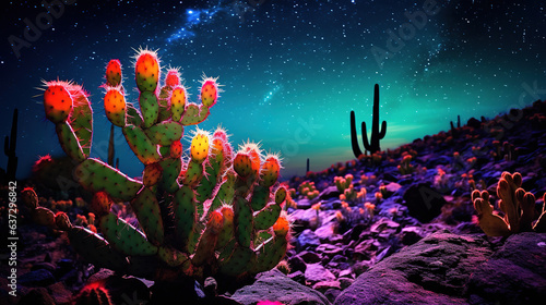 Cacti and flowers in the desert.Generative Ai