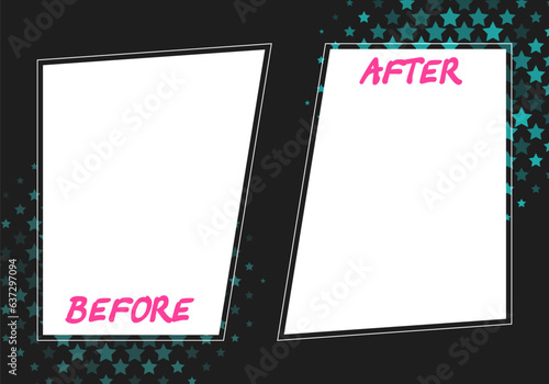 Background template before and after halfton design. Template for graphic design. Vector illustration.