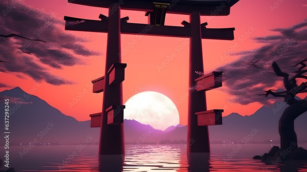 anime style torii gate Made with Generative AI anime style torii gate Made with Generative AI