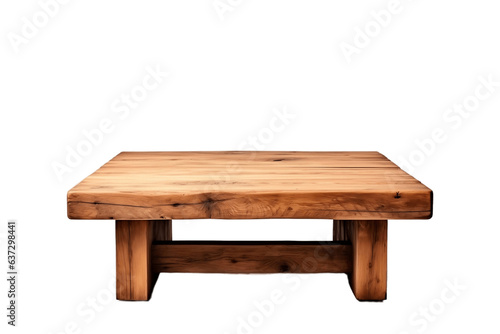 A minimalist-style brown wooden table, isolated on a white background, Generative Ai