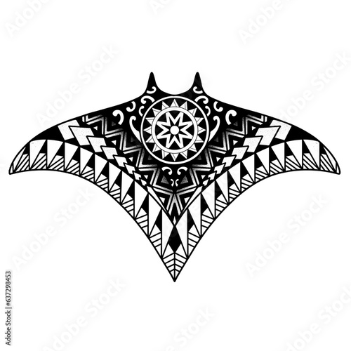 Stingray polynesian tattoo design. Aboriginal samoan style. illustration EPS10