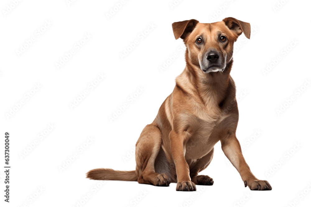 A dog isolated on a white background, Generative Ai